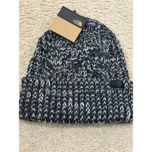 NWT The North Face Rhodina Beanie TNF Black/White Women One Size Cozy Chunky Hat